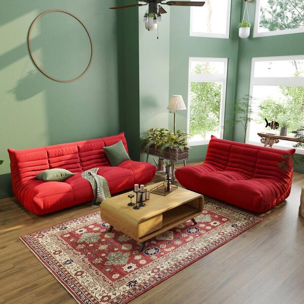 J&E Home 68.9 in. W Armless Teddy Velvet 4-piece Modular