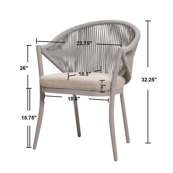 Nuu Garden Beige Aluminum Frame and Rope Look Wicker Outdoor Arm