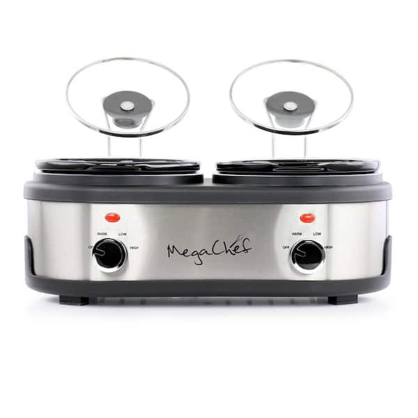 Megachef Triple 2.5 Quart Slow Cooker And Buffet Server In Brushed
