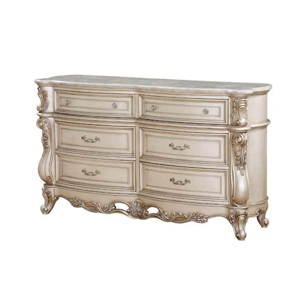 Benjara 21 in. White 6-Drawer Wooden Dresser Without Mirror