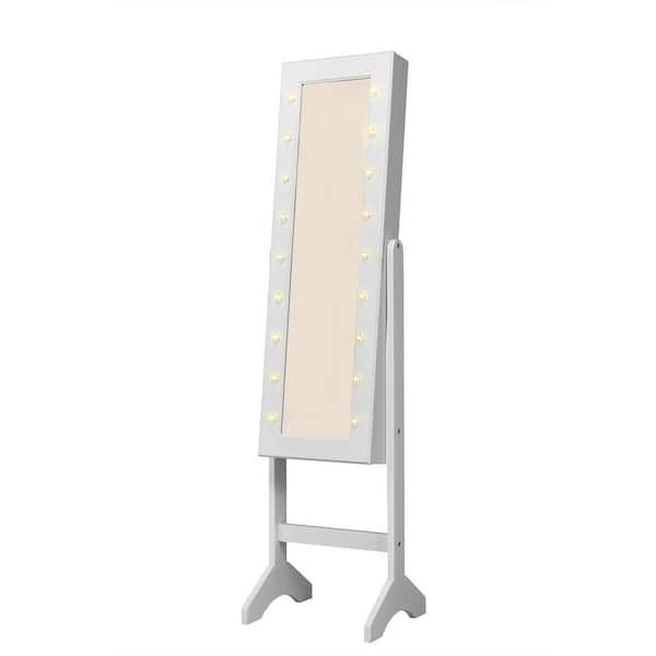 White MDF Jewelry Cabinet Organizer with 18 LED lights