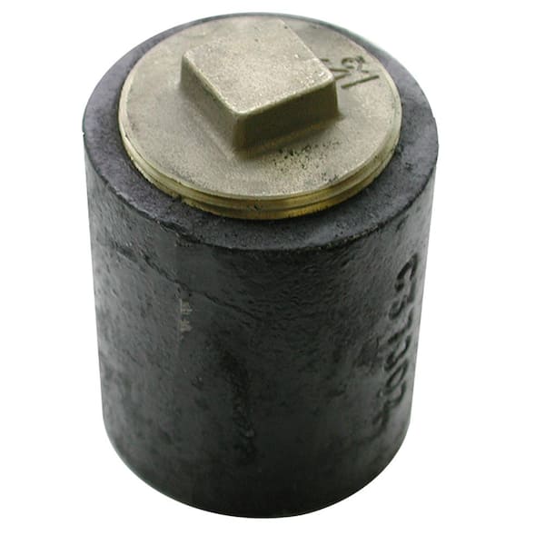 JONES STEPHENS 4 in. Plain End Cast Iron Cleanout Short Pattern with 3 in. Raised Head (Low Square) Southern Code Plug for DWV