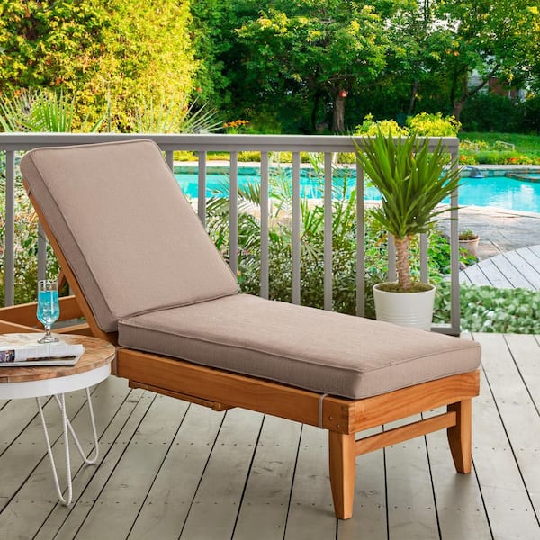 SORRA HOME 73 x 24 x 3 Outdoor Chaise Lounge Cushion in Sunbrella Revive Sand HD618841SC The Home Depot