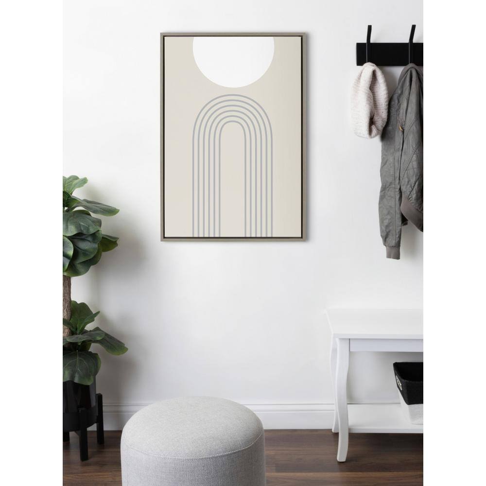 Gray Abstract Full Moon and Mountain Canvas Art, 23x33