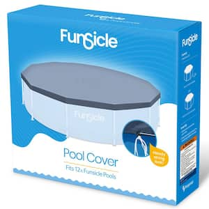 12 ft. x 12 ft. Round Gray for Above Ground Frame Pool Safety Cover with String Lock, Accessory Only