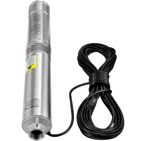 Deep Well Submersible Pump, 1.5 HP 230V/60 Hz, 37 gpm 276 ft. Head, with 33 ft. Electric Cord, 4\" Stainless Steel Water