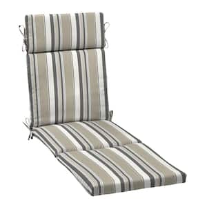 earthFIBER Outdoor Chaise Cushion 21 in. x 29.5 in., Taupe Grey Boardwalk Stripe