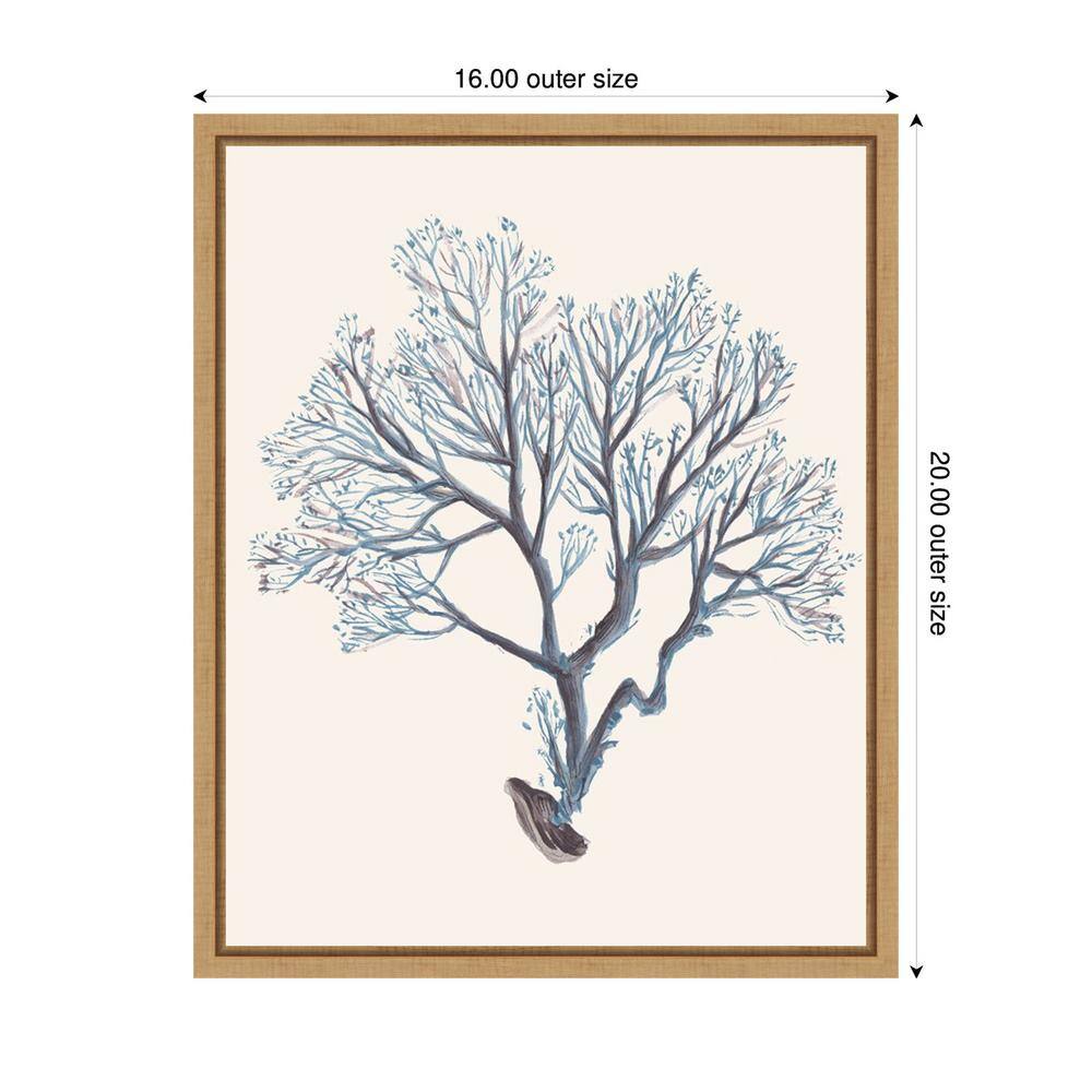 Indigo Reef III Blue and Brown Canvas Wall Art with Maple Frame