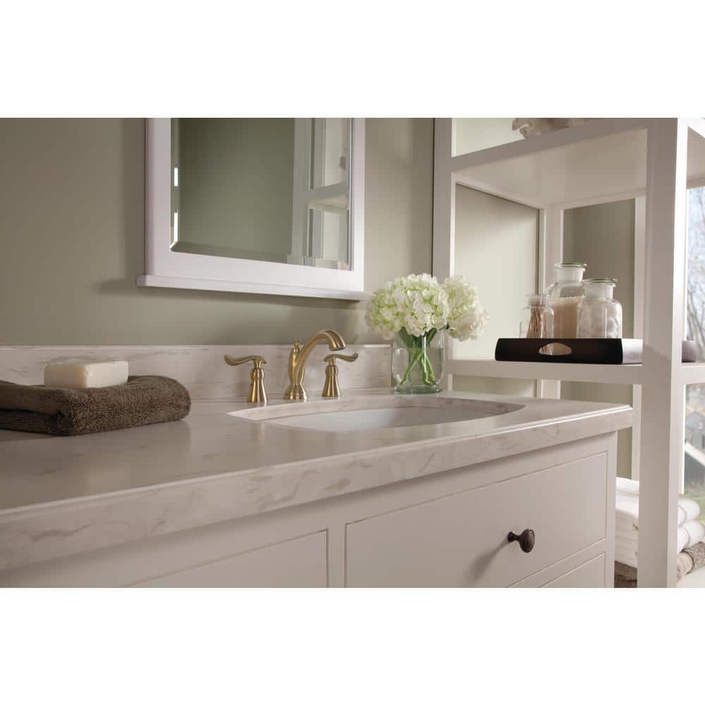 Champagne Bronze Widespread Bathroom Faucet with Metal Handles