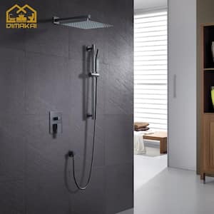2-Spray Patterns with 1.8 GPM 12 in. Wall Mount Dual Shower Heads in Oil Rubbed Bronze (Lifting Bar Include)