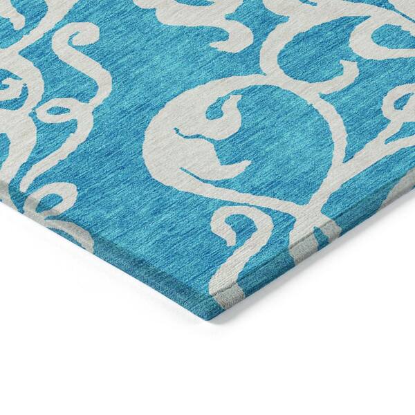 Chantille Machine Washable Indoor/Outdoor Abstract ACN973 Turquoise 1 ft. 8 in. x 2 ft. 6 in. Area Rug