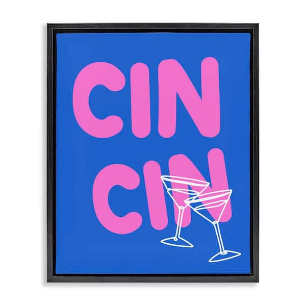 Stupell Industries Cin Cin Cheers Glasses by House of Lulu Black Floater Frame Food Graphic Art Print 21 in. x 17 in.