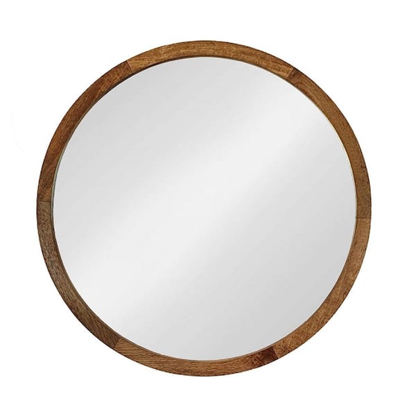 A & B Home 19.7 in. W x 19.7 in. H Mango Wood Brown Wall Mirror