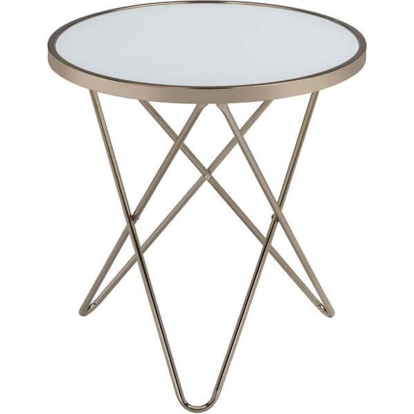 Donason 22 in. W Gold Short Round Glass End Table