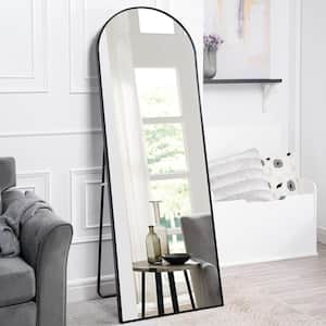 Arched Aluminum Mirror Full Length Mirror Free Standing Mirror Aluminum Frame for Modern Living 71 in. x 31 in., Black
