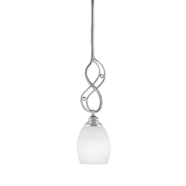 Unbranded Revell 100-Watt 1-Light Chrome Stem Mini Pendant Light with White Linen Glass Shade and Light Bulb Not Included