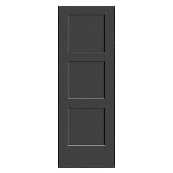 Masonite 30 in. x 80 in. Jet Black Calden 3-Panel Solid Core