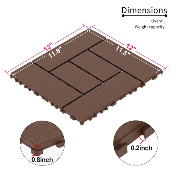 WRIGHTMASTER 1ft. x 1ft. Quick Deck Polypropylene Interlocking Deck Tile in Brown-3 (44 sq. ft. per Box)