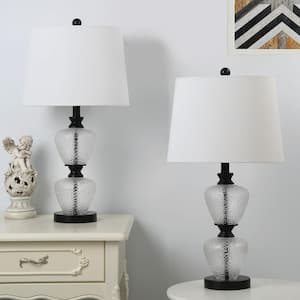 San Francisco 25 .5" Black Table Lamp Set With White Shade (Set of 2)