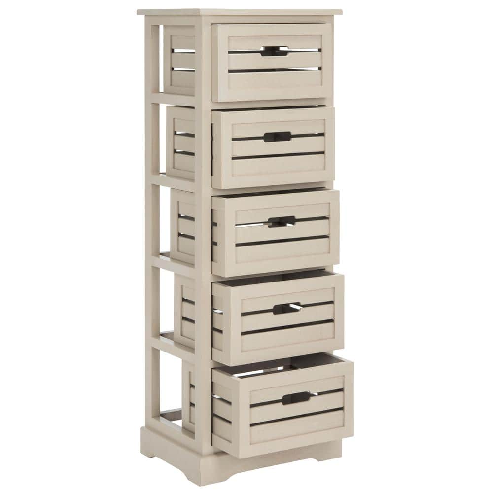 Transitional Grey Driftwood 5-Drawer Slim Cabinet