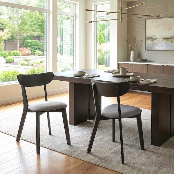 Aspen Black Rubberwood Dining Chair with Upholstered Seat (Set of 2)