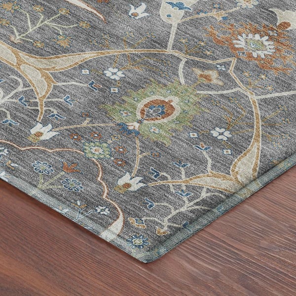 Mayfield Premium Machine Washable Abstract AMF2250 Gray 8 ft. x 10 ft. Area Rug