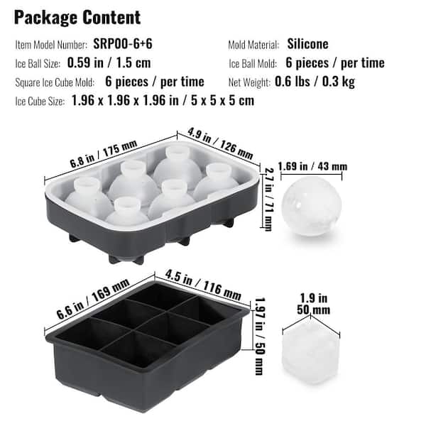 Restaurantware 2-Inch Square Ice Tray Makes 6 Cubes: Perfect for Commercial Bars or Home Use Constructed from Durable Black Silicone Dishwasher Safe 1-ct