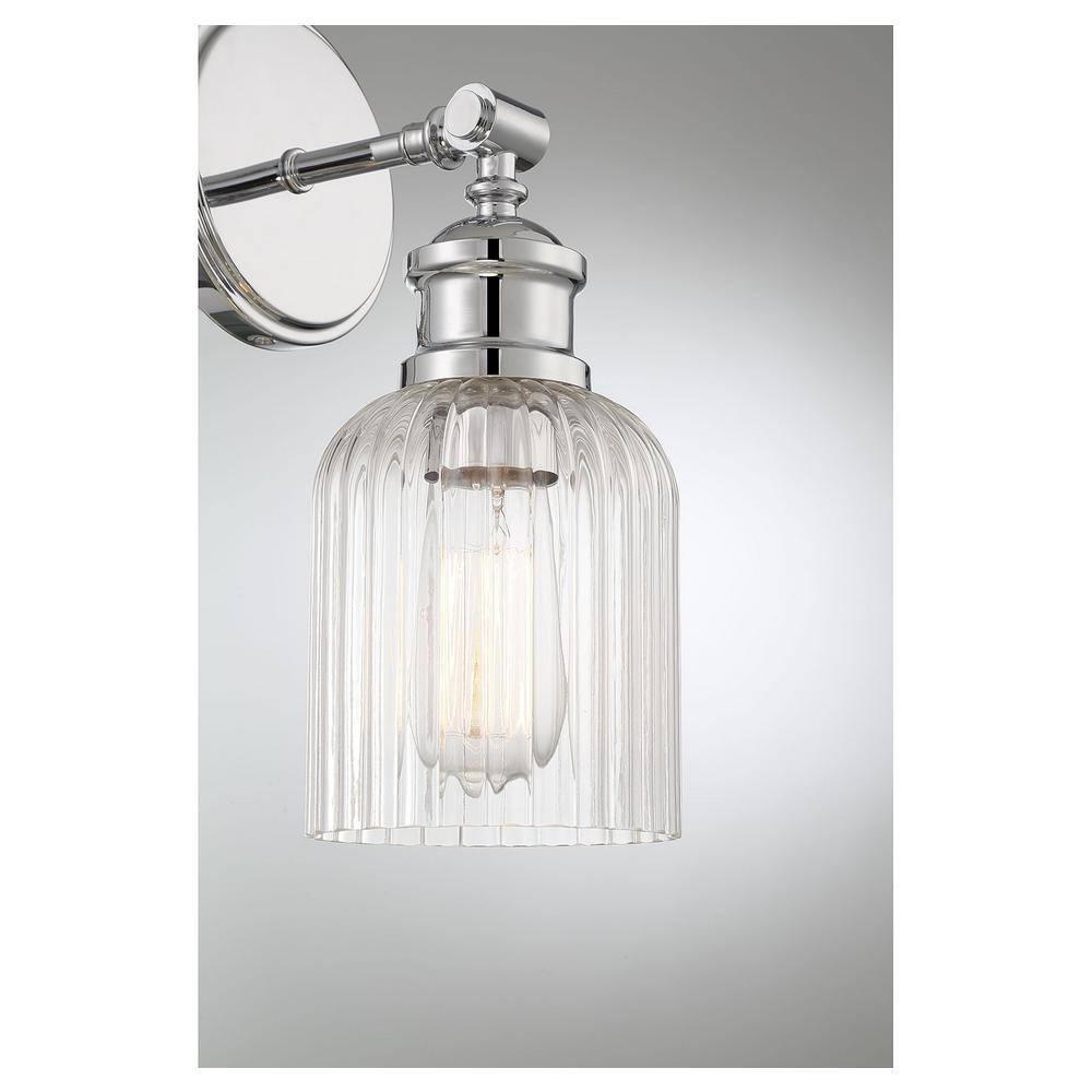 Chrome Ribbed Glass Shade 1-Light Wall Sconce