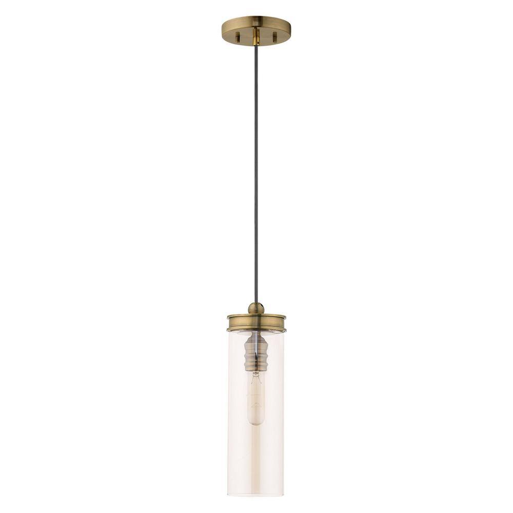 Chic Antique Brass 1-Light Mini Pendant with Champagne Glass