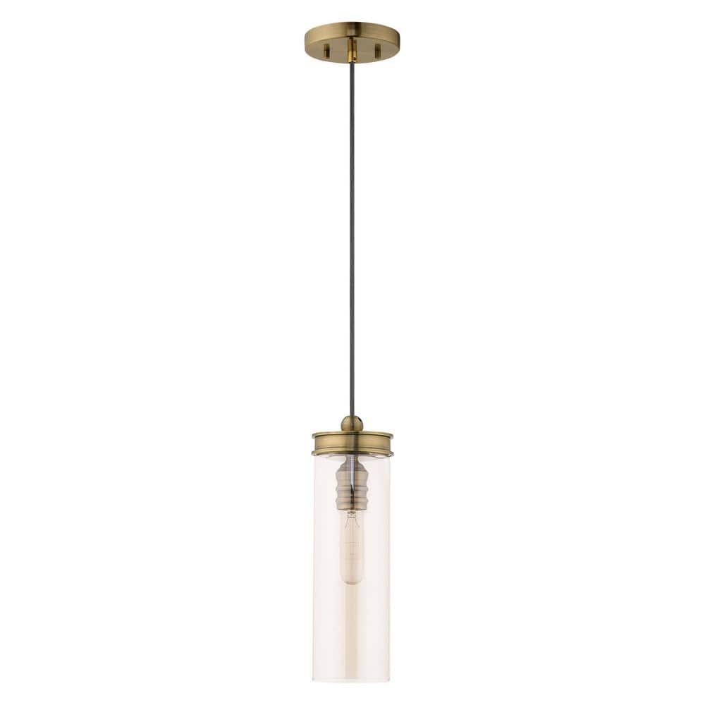 Chic Antique Brass 1-Light Mini Pendant with Champagne Glass