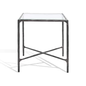 Jessa 18 in. Black Square Glass End Table