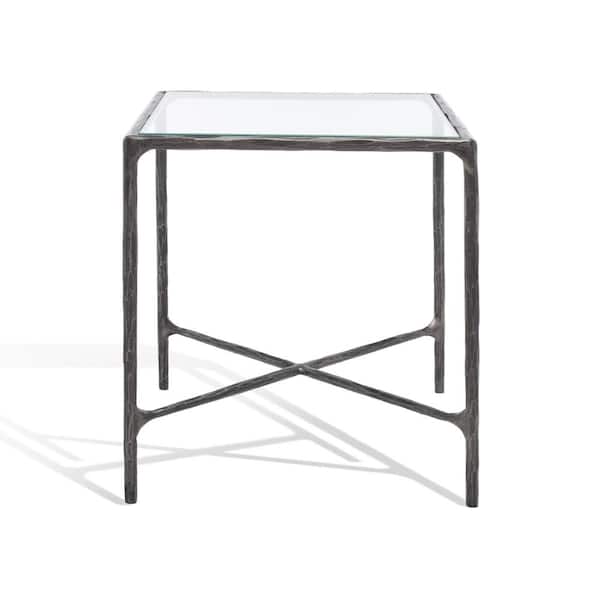 SAFAVIEH Jessa 18 in. Black Square Glass End Table