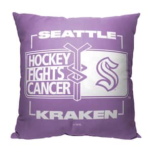 Hockey Fights Cancer Fight For Kraken Printed Throw Pillow