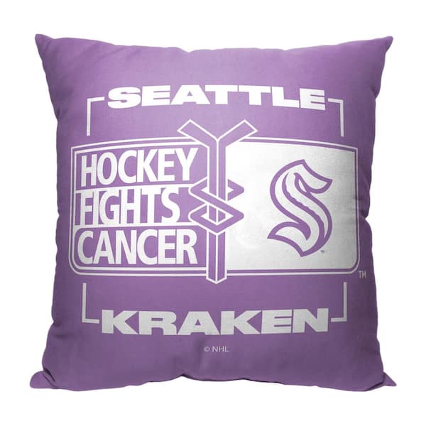 Hockey Fights Cancer Fight For Kraken Printed Throw Pillow