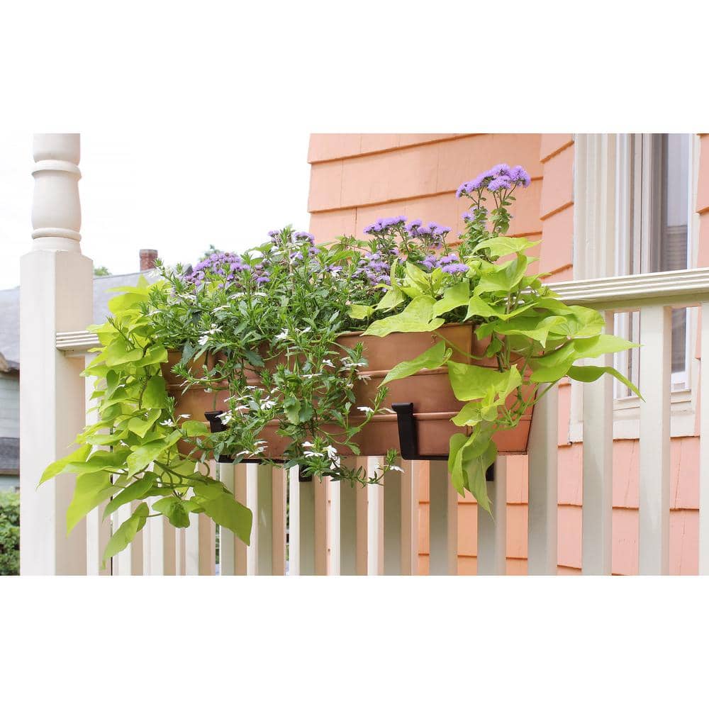 Medium Copper Galvanized Steel Flower Box with Wall Brackets
