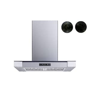 30 in. Convertible Island Mount Range Hood in Stainless Steel and Glass with Baffle Filters and Carbon Filters