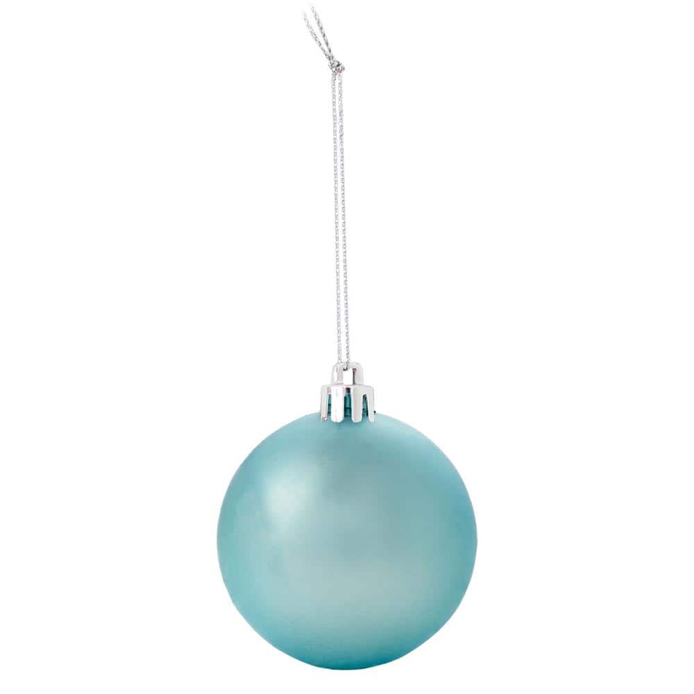 Turquoise and Blue Shatterproof Plastic Christmas Ornament Set, 24 Count