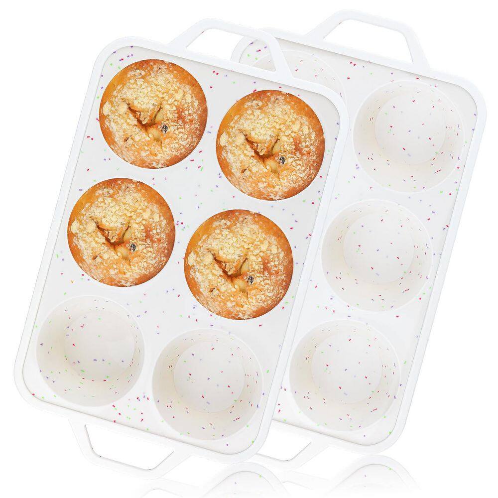 2-Pack Jumbo Muffin Pan with Metal Reinforced Frame, Silicone Cupcake Pan, 6 Cup Jumbo Size, BPA Free, Dishwasher Safe price history on PriceWatchPro