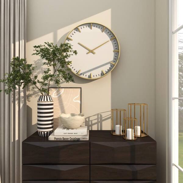 Litton Lane 20 in. x 20 in. Gold Glass Wall Clock with Gold