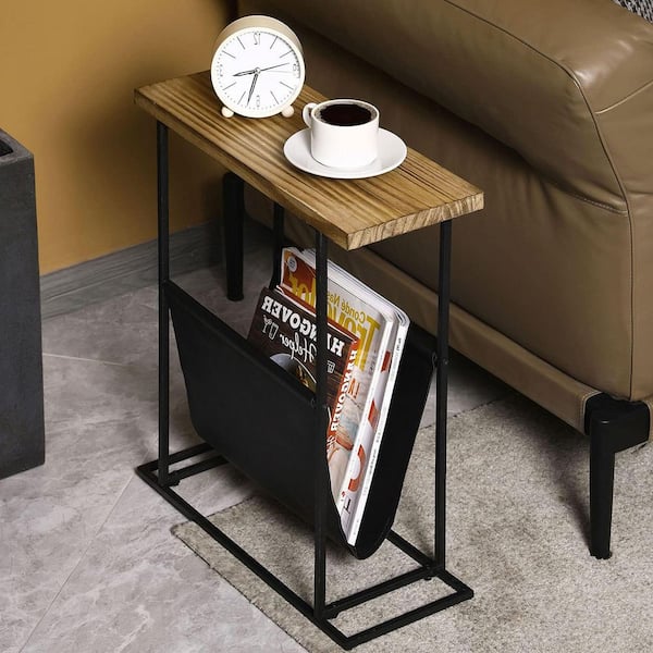 Brown 17.7 in. x 21.7 in. Wood Freestanding Magazine Rack