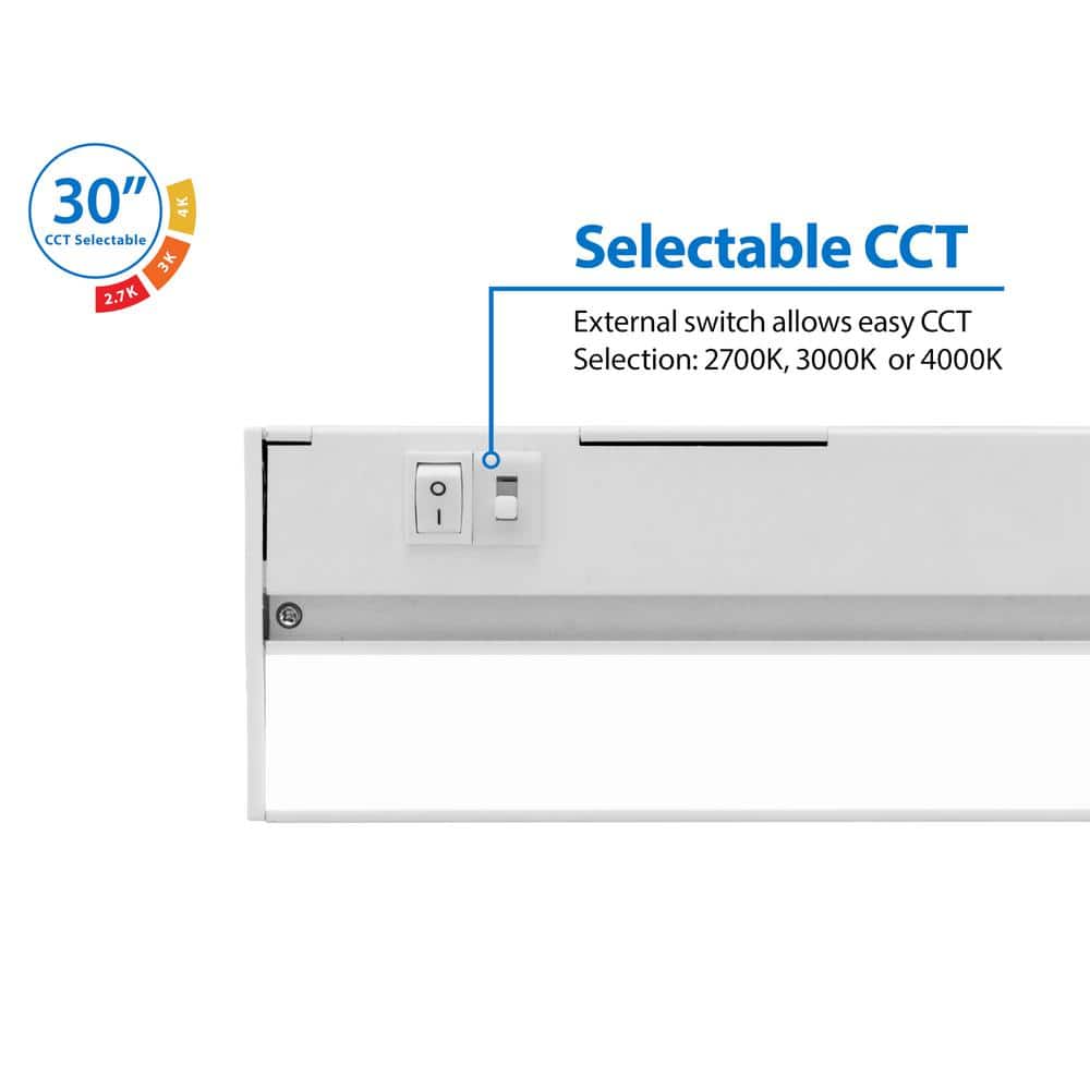 Nicor 30-Inch White LED Under Cabinet Light Bar