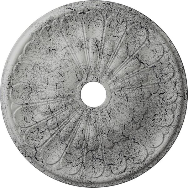 Ekena Millwork 1-3/8 in. x 26-3/4 in. x 26-3/4 in. Polyurethane Elsinore Ceiling Medallion, Ultra Pure White Crackle