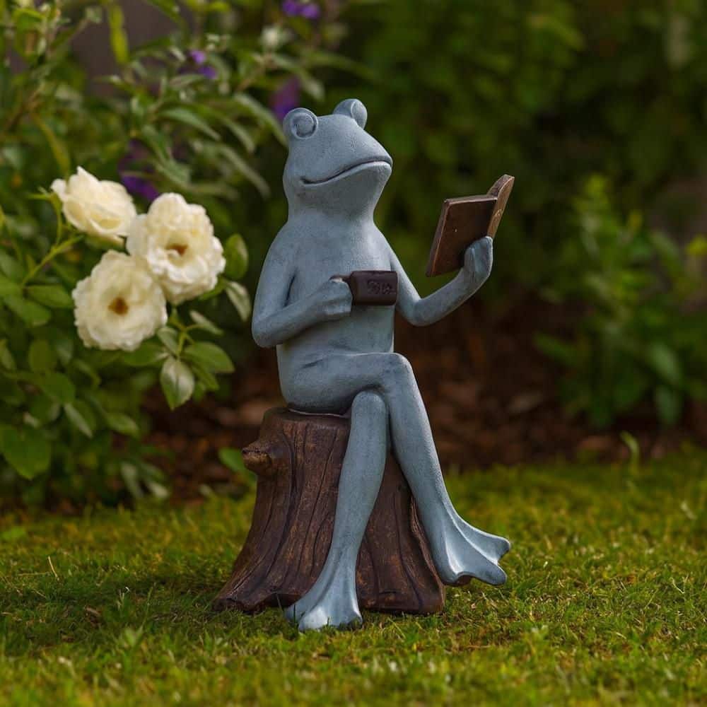 13 in. Green/Bronze Resin Frog on Stump with Book and Coffee price history on PriceWatchPro