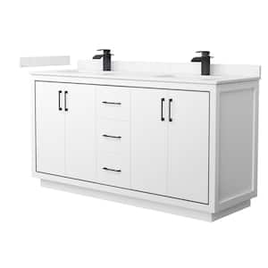 Icon 66 in. W x 22 in. D x 35 in. H Double Bath Vanity in White with Carrara Cultured Marble Top