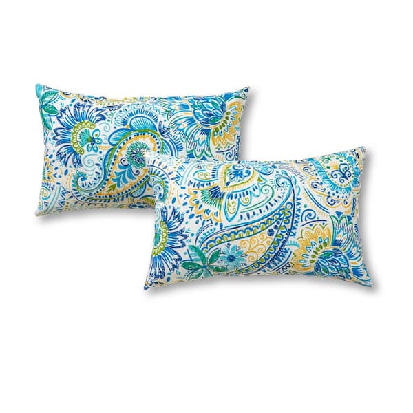 Greendale Home Fashions Baltic Paisley Lumbar Outdoor Throw Pillow (2-Pack)