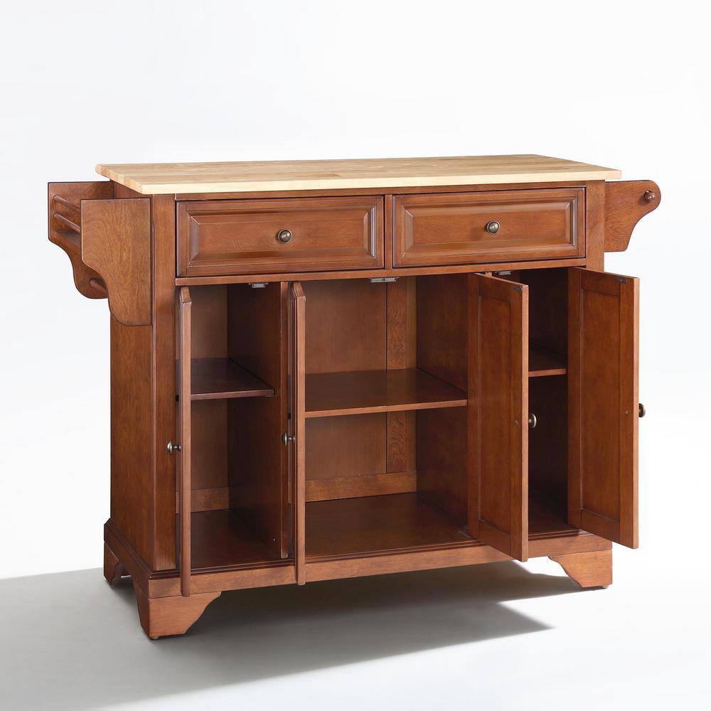 Lafayette Cherry and Natural Wood Kitchen Island Cart