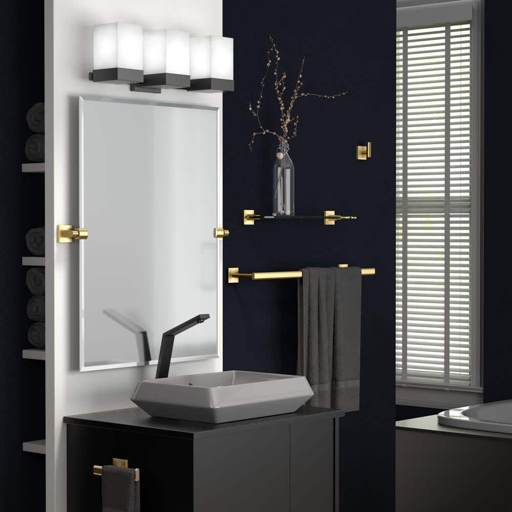 Elevate 20.13" Brushed Brass Wall Mounted Glass Shelf