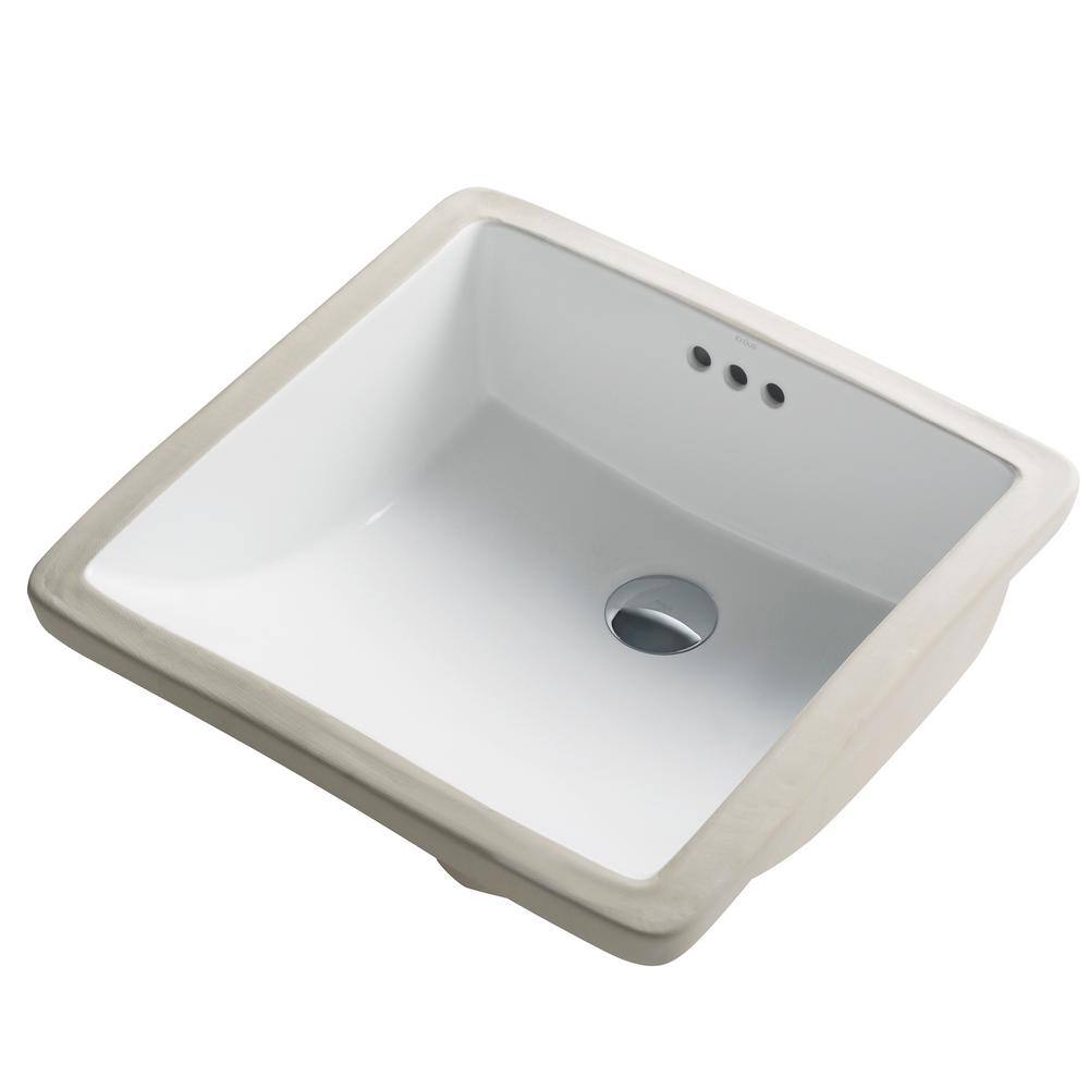 Elavo 17-inch White Ceramic Square Undermount Bathroom Sink