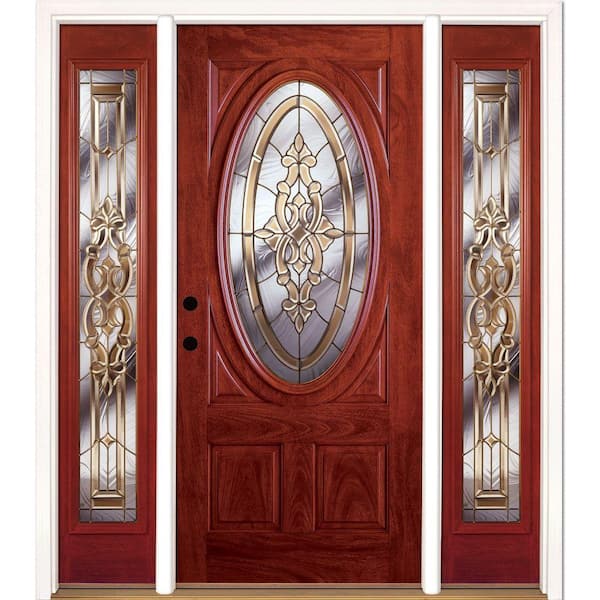 Feather River Doors 63.5 in.x81.625in.Silverdale Brass 3/4 Oval Lt