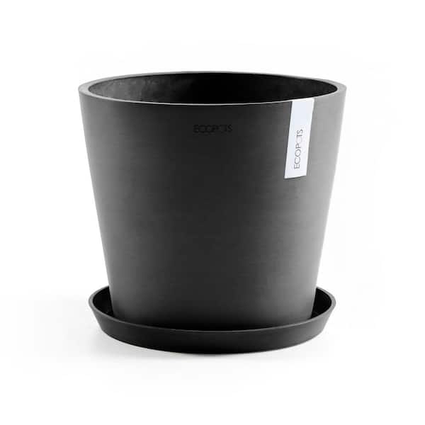 O ECOPOTS BY TPC Amsterdam 16 in. Dark Grey Premium Sustainable Planter (with Saucer)